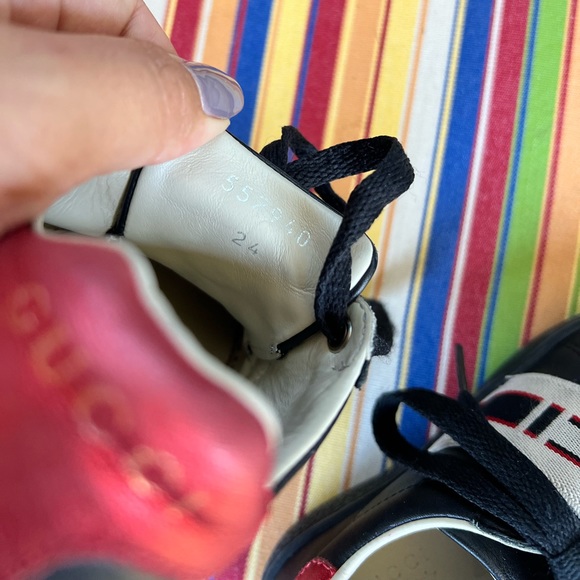 Gucci Kids 24 EU Children's Ace sneaker with LOGO stripe US 8 black - Picture 5 of 5